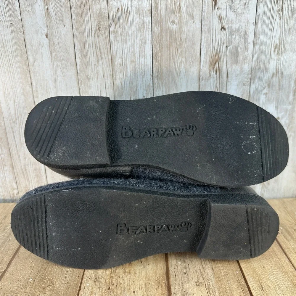 Bearpaw‎ Solstice Ankle Boots Gray Wool Blend Faux Leather Strap Winter Shoes